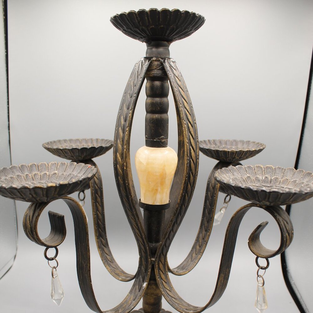 Candelabra Baroque Metal & Marble 16" Tall *Heavy* 4 Candleholders